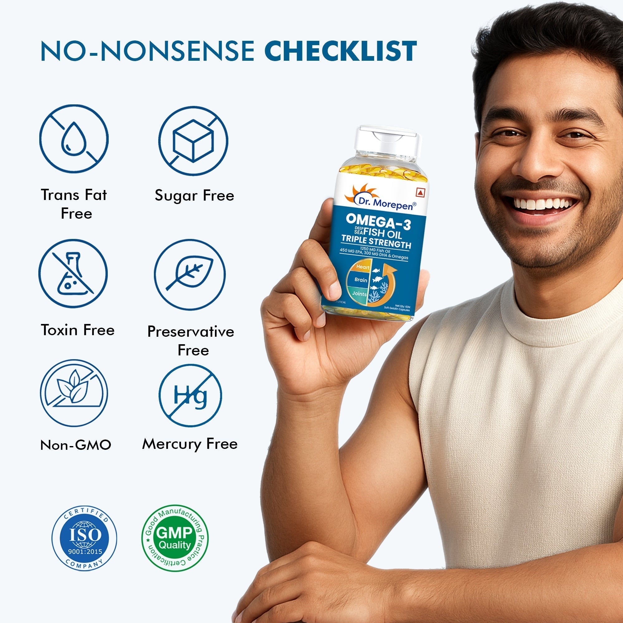 Dr. Morepen Omega-3 1250Mg Deep Sea Fish Oil Triple Strength Softgel Capsules