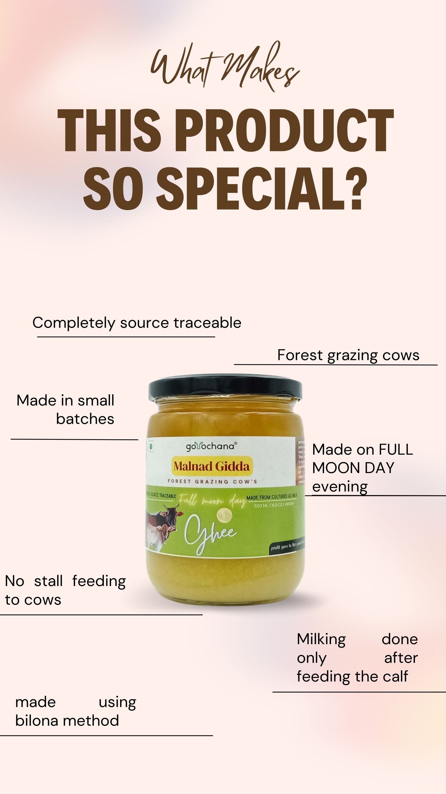 Gorochana 100% Source Traceable Desi Malnad Gidda A2 Full Moon Day Bilona Cow Ghee | Pure Ghee | Organic Ghee