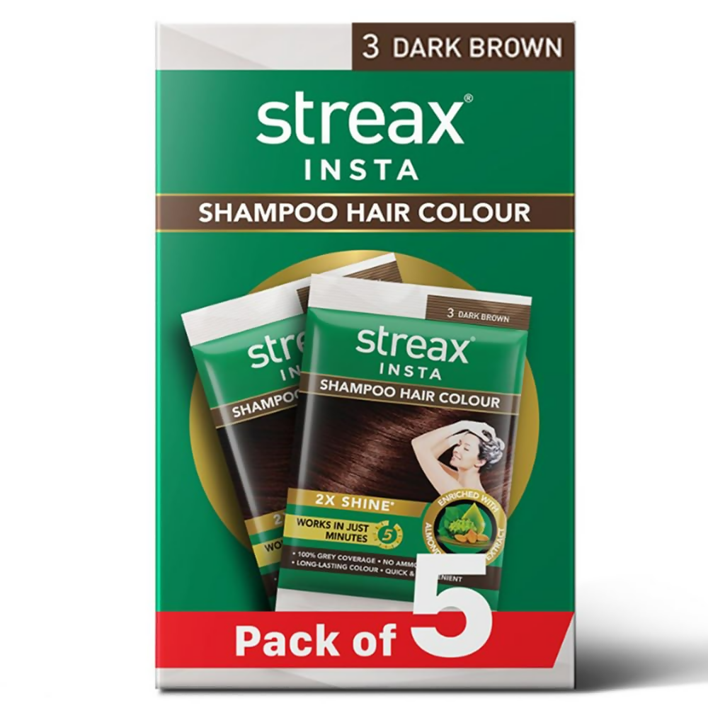 Streax Insta Shampoo Hair Colour for Women & Men, Dark Brown 3