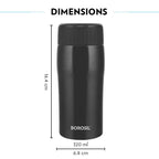 Borosil Cosmic Insulated Water Bottle Tumbler - 320ml (Black)