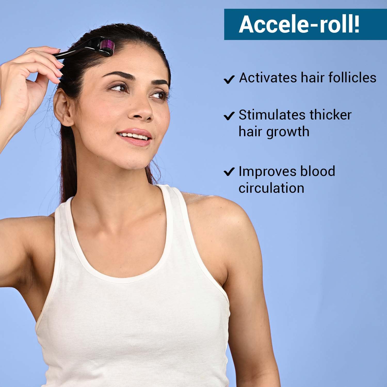 Sotrue Derma Roller For Hair Growth 1 mm with 540 Stainless Steel Needles - Activates Hair Follicles, For Hair Fall & Hair Thickening, Reduces Acne Scars