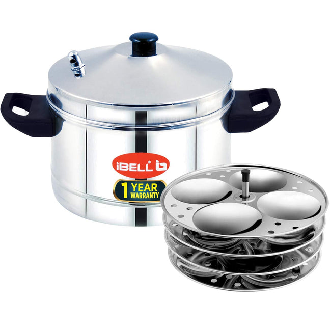 Stainless Steel Idly Cooker With 4 Idly Plates Hover Image