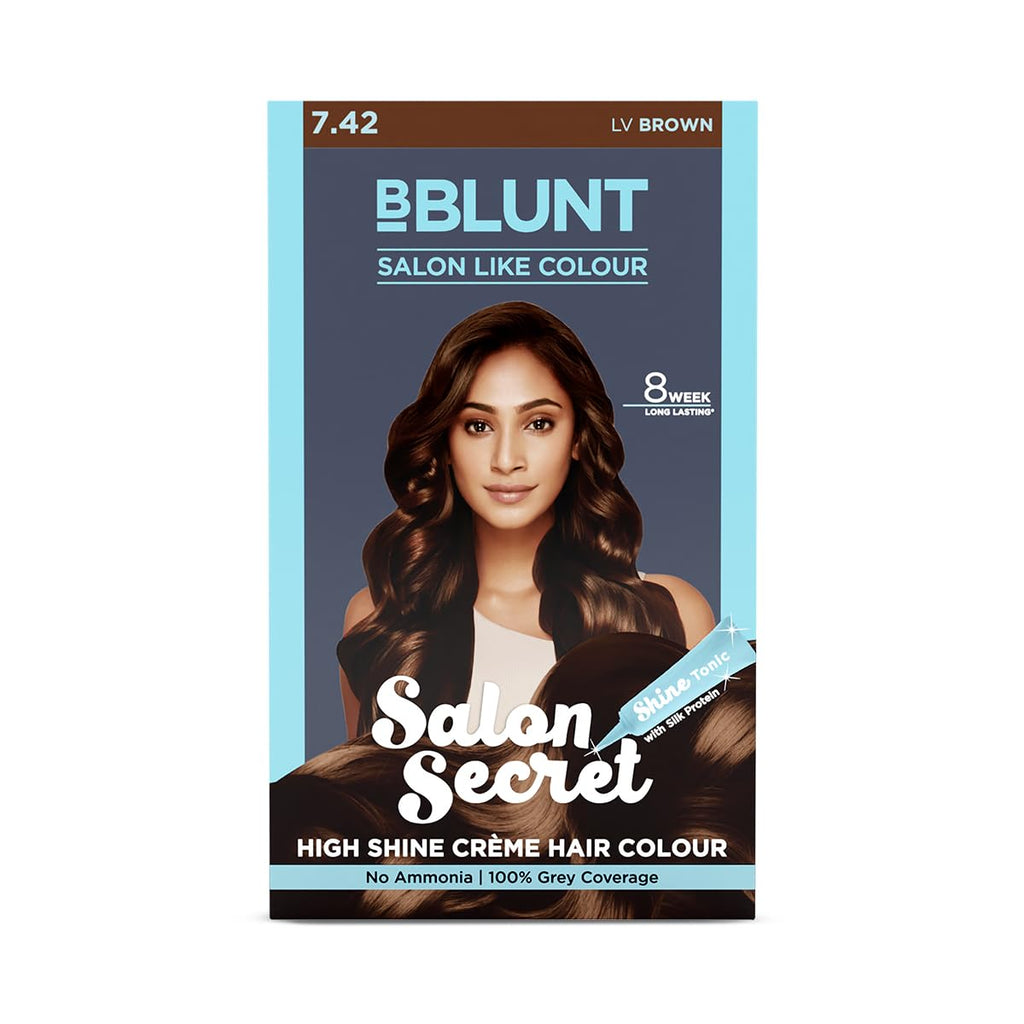BBLUNT Shine Creme Hair Color Honey Brown 5.32 with Shine Tonic 108g
