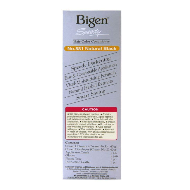 Bigen Speedy Hair Color, Natural Black 881 (40g + 40g) Main Image