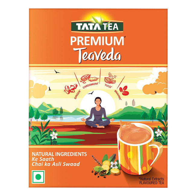 Tata Tea Teaveda Powder | Premium Assam Tea Leaves | Made With Goodness of Indian Herbals - Tulsi, Elaichi, Ginger & Brahmi Hover Image