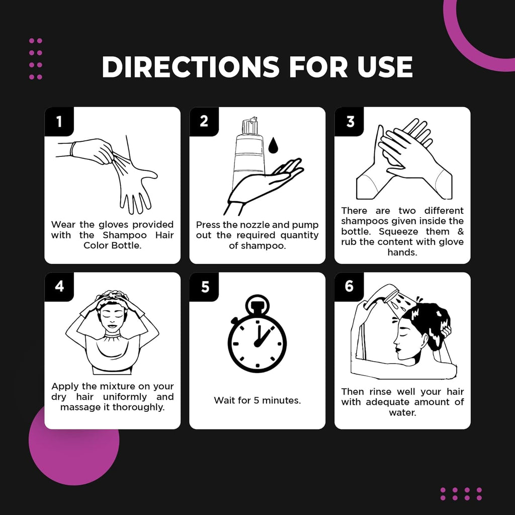 VCare Black Hair Color Shampoo 180ml Ammonia-Free for Men & Women