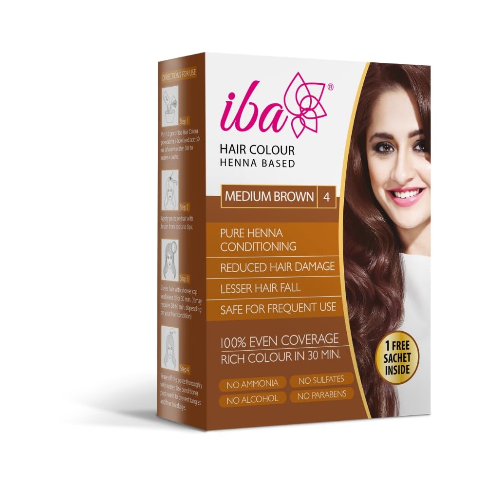 Iba Dark Brown Henna Hair Color 70g Ammonia-Free Herbal Powder