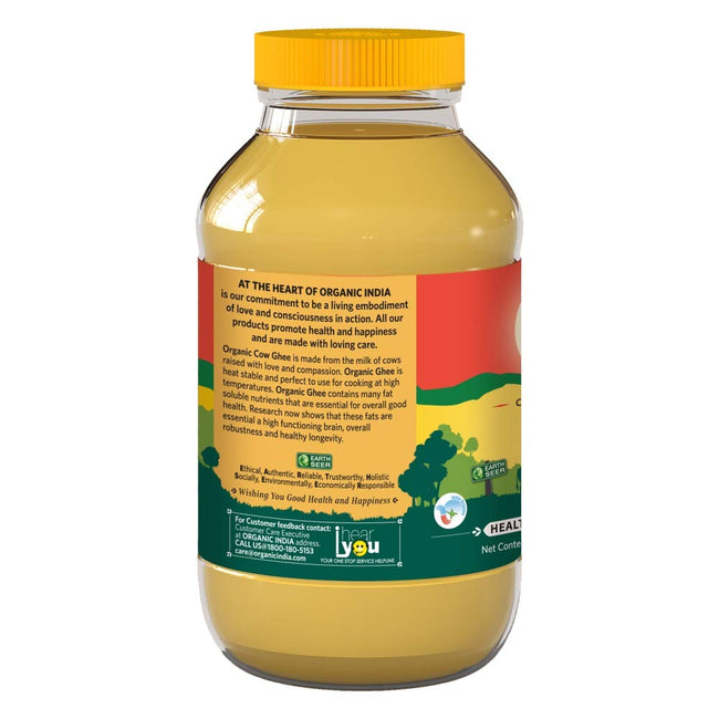Organic India Organic Cow Ghee 500 ml Bottle | 100% Gir Cow Ghee | Vedic Bilona Method | Grassfed, Cultured, Premium & Traditional Ghee | Immunity Booster Main Image