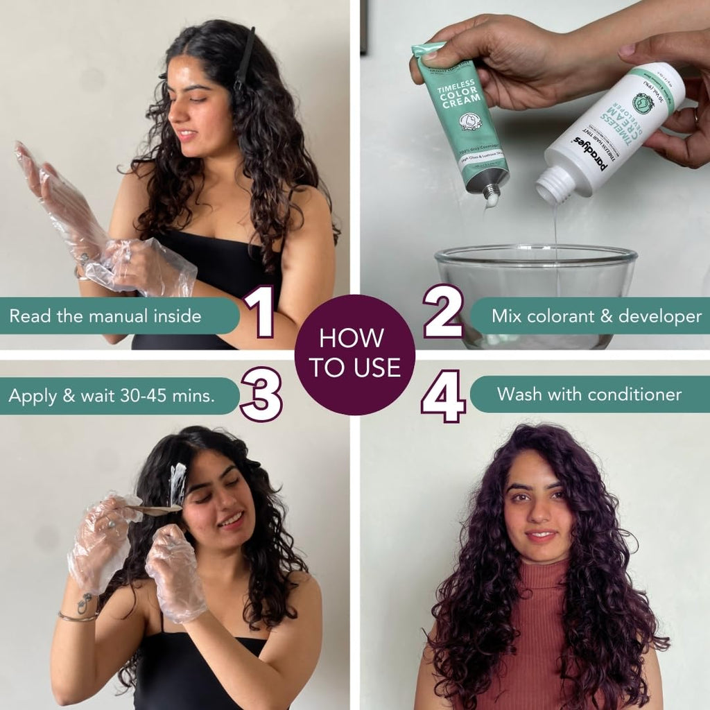 Paradyes Rich Burgundy Hair Color, Permanent, Grey Coverage, No PPD/Ammonia