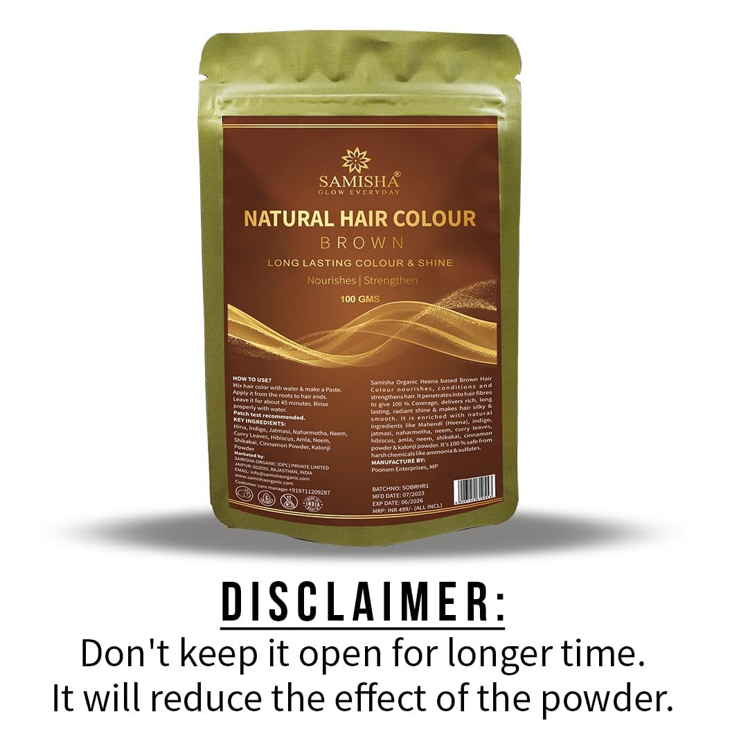 Organic Ammonia-Free Hair Color, Brown, 100g - 100% Grey Coverage