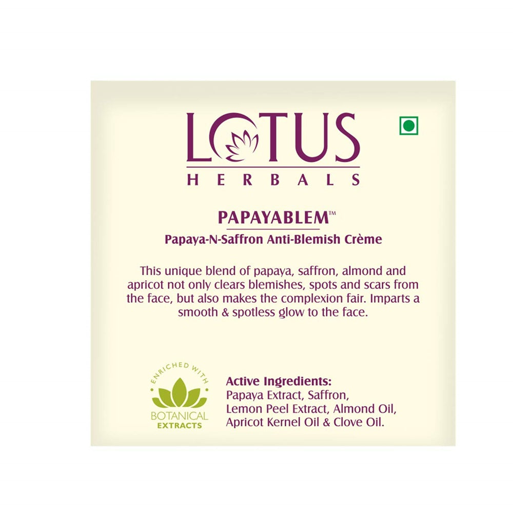 Lotus Herbals Papayablem Papaya-N-Saffron Anti-Blemish Creme