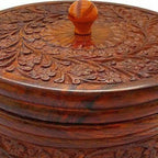 Handcrafted Wooden Box Pot Serving Bowl with Lid