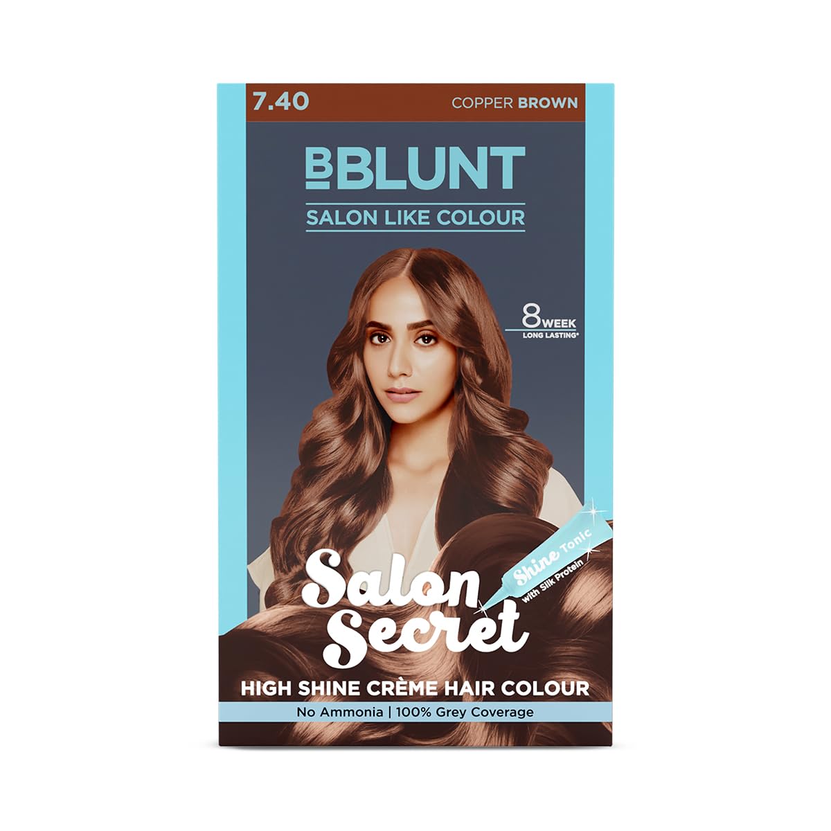 BBLUNT Shine Creme Hair Color Honey Brown 5.32 with Shine Tonic 108g