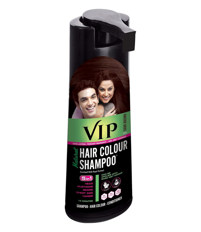 VIP Hair Color Shampoo Black 180ml for Men & Women 100% Grey Coverage Main Image