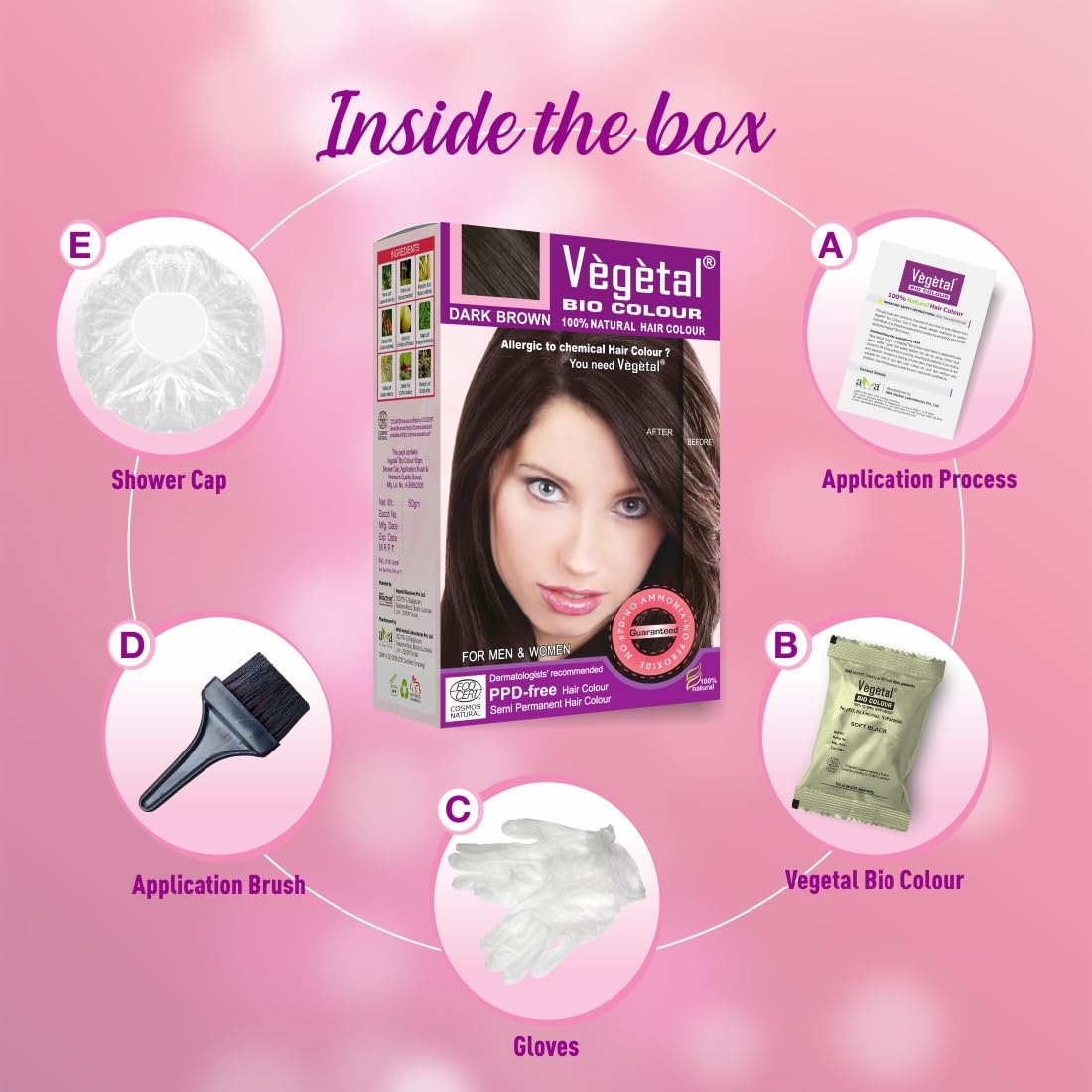 Vegetal Bio Dark Brown Hair Color 50g Ammonia-Free Organic Kit