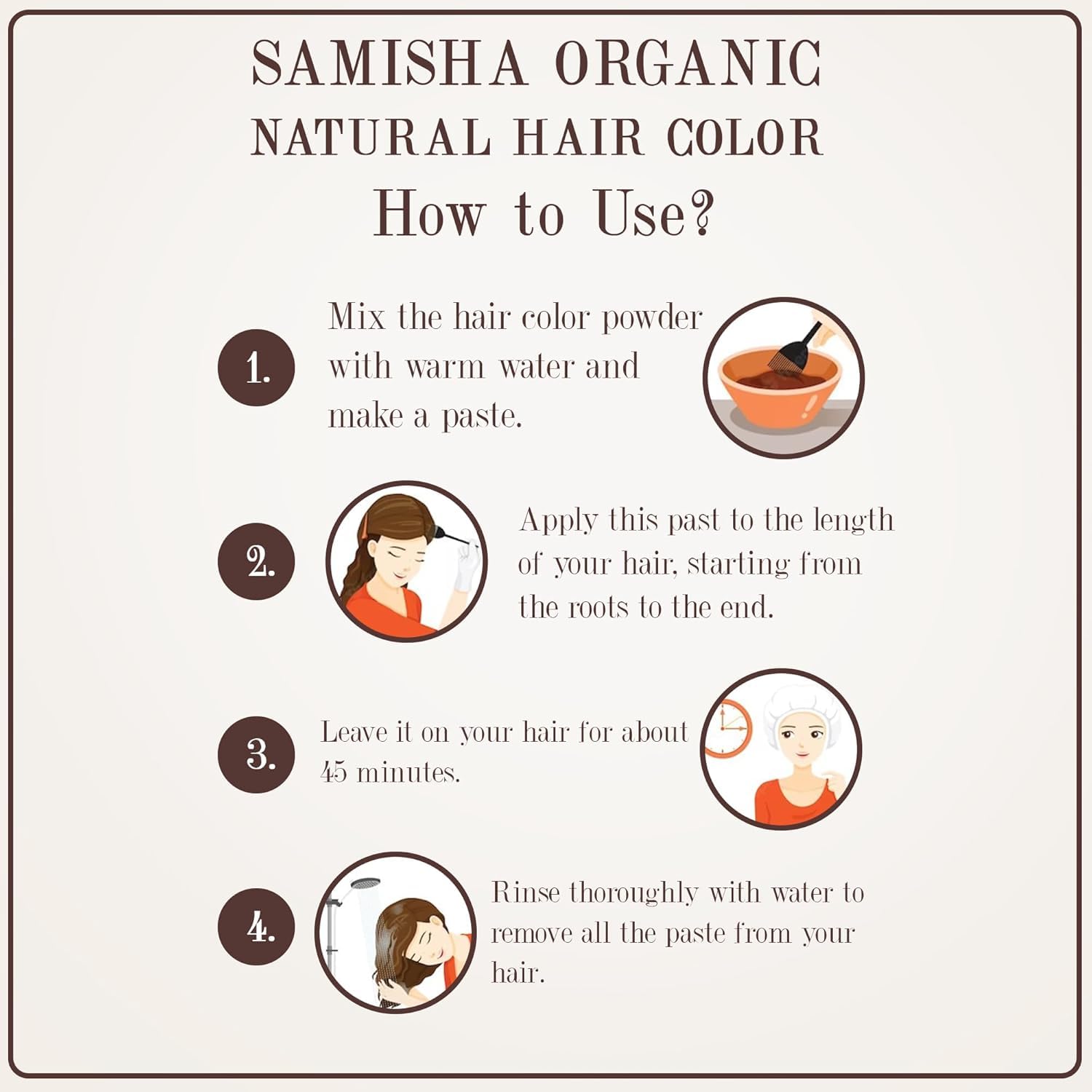 Organic Ammonia-Free Hair Color, Brown, 100g - 100% Grey Coverage