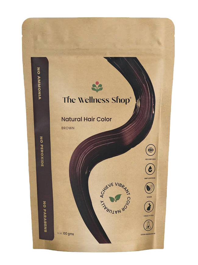 The Wellness Shop - Natural Black Hair Color | Long-lasting Hair Color & Healthy Shine | Ammonia Free Long Lasting Color for Stronger & Silkier Hair for Men and Women | Pack Of 1 (100gm / 3.38 fl oz) Hover Image
