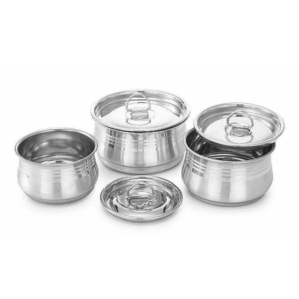 Stainless Steel Cooking & Serving Dish Pot Set of 3