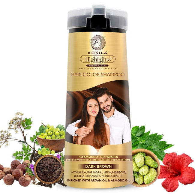 Kokila Natural Black Hair Color Shampoo 400ml No Ammonia Paraben-Free Main Image