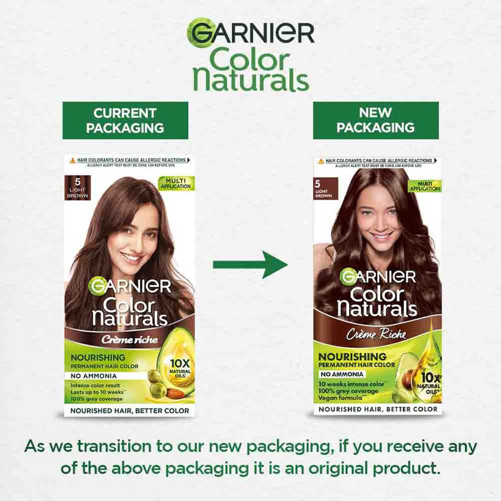 Garnier Color Naturals Crème hair color, Shade 5 Light Brown, 70ml + 60g