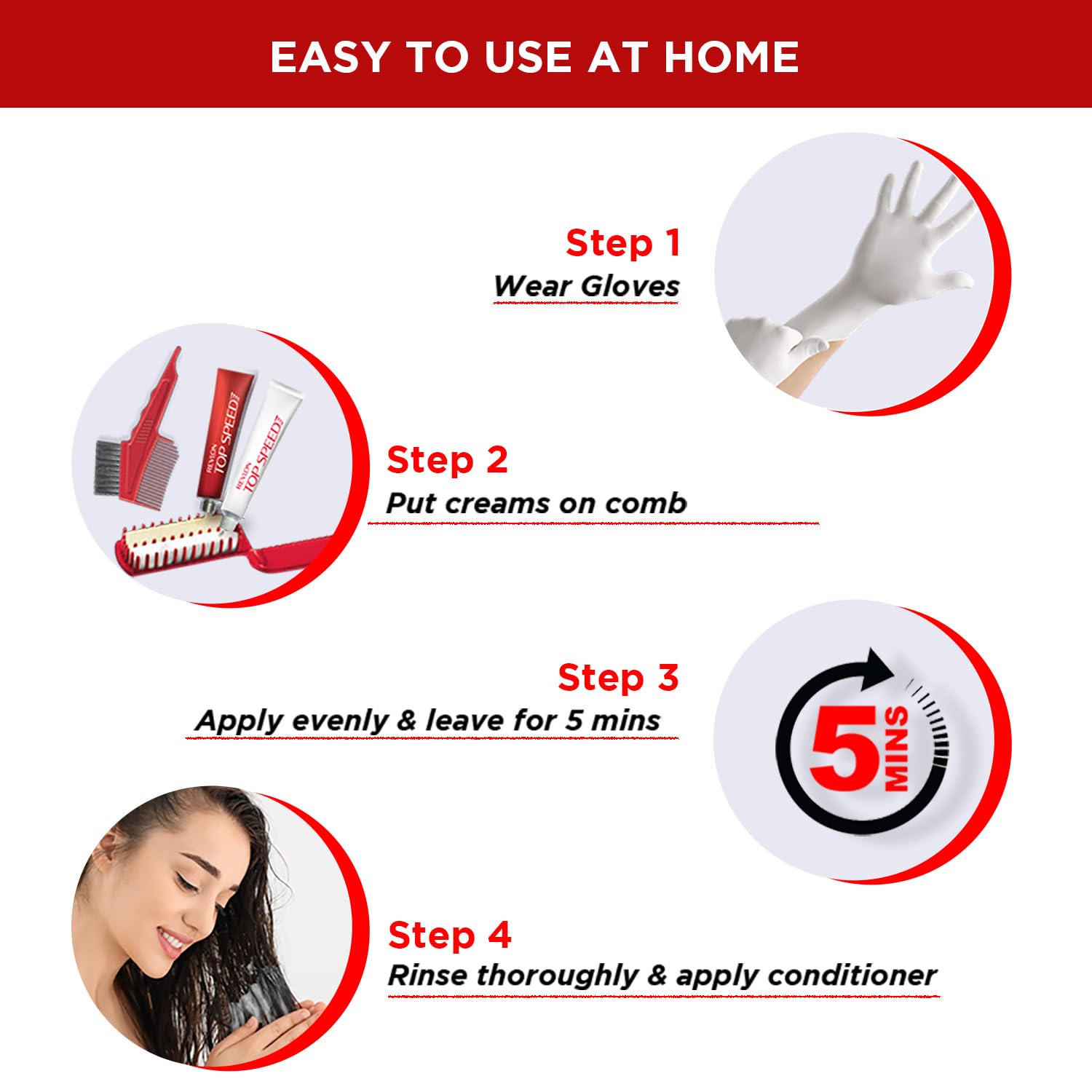 Revlon Top Speed Hair Color, 180g - Deep Mahogany Brown 50 (Pack of 1)