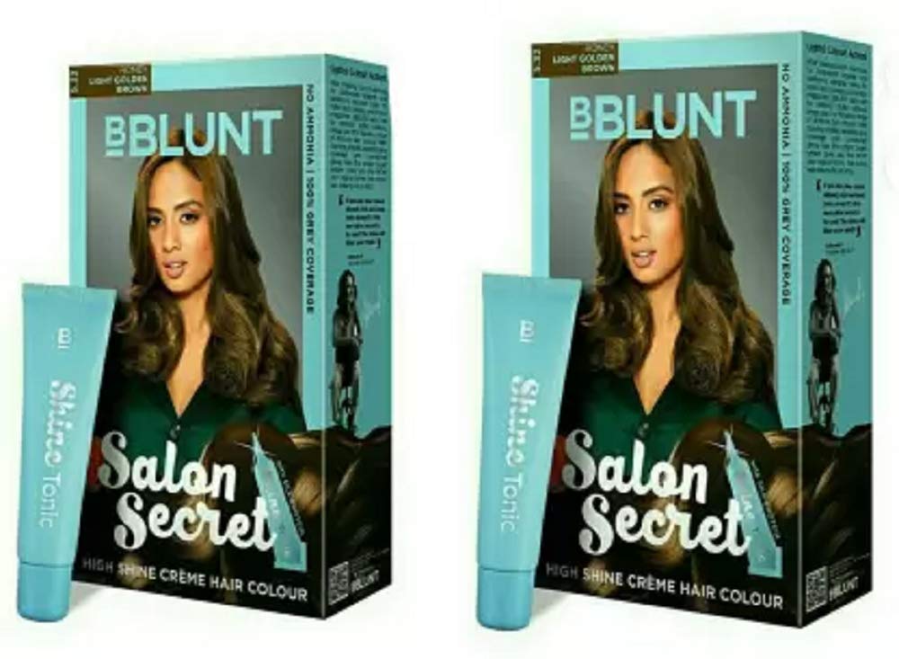 BBLUNT Shine Creme Hair Color Honey Brown 5.32 with Shine Tonic 108g