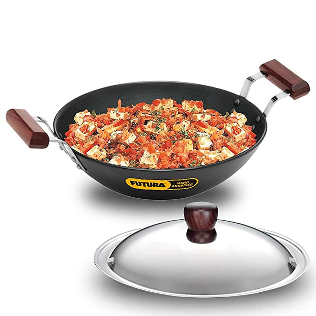 Hawkins Futura 2.5 Litre Deep Fry Pan, Hard Anodised Kadai with Stainless Steel Lid Hover Image
