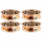 Steel Copper Handi Bowl Hammered Design Serving Dishes - Set of 4