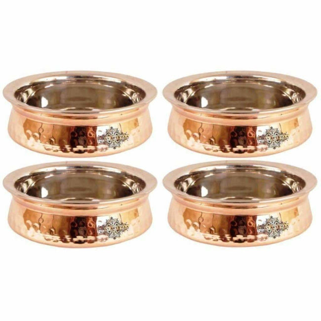 Steel Copper Handi Bowl Hammered Design Serving Dishes - Set of 4 Hover Image
