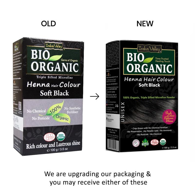 INDUS VALLEY 100% Organic Henna Hair Color (Soft Black)-100 g Pack of 1