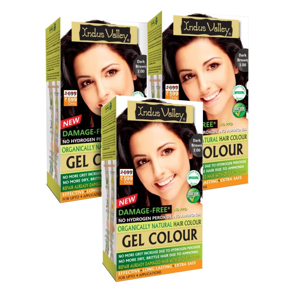 Indus Valley Natural Gel Hair Color Medium Brown 220ml Ammonia-Free