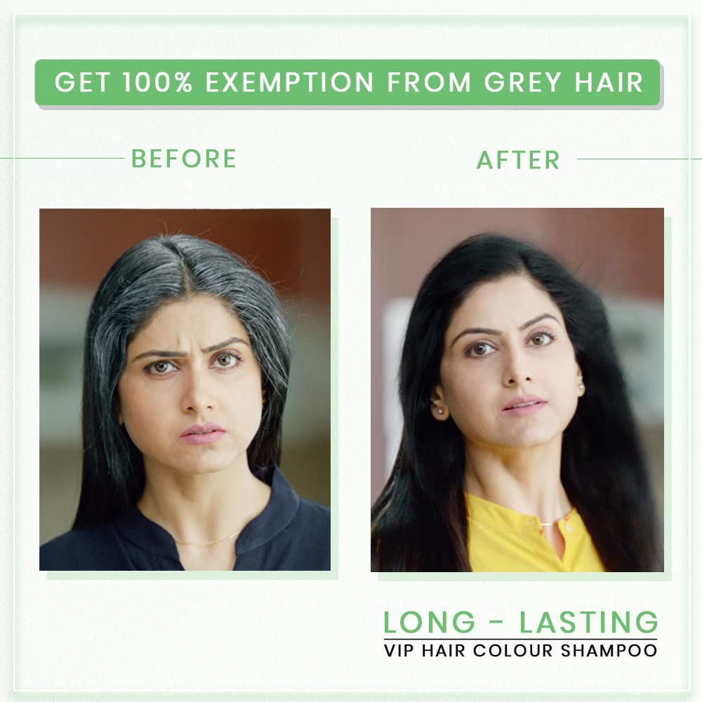 VIP Hair Color Shampoo Black 180ml for Men & Women 100% Grey Coverage