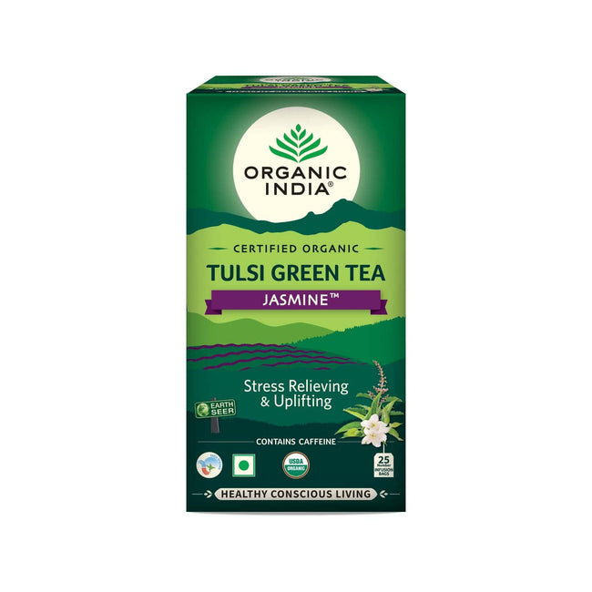 Organic India Tulsi Green Tea Jasmine 25 Tea Bags Hover Image