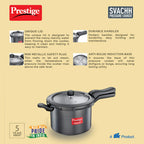 Prestige Deluxe Plus Hard Anodized Outer Lid Pressure Cooker, 5 Litres, Black