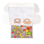 Nesta Toys Newborn Gift Set - Wooden Skwish Rattle, Clacker Rattle, Elephant & Car Teether