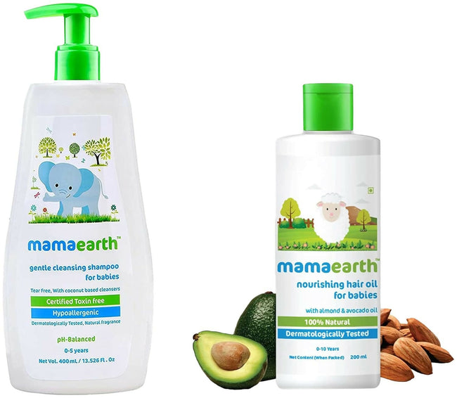 Mamaearth Gentle Cleansing Natural Baby Shampoo & Nourishing Hair Oil for Babies Hover Image
