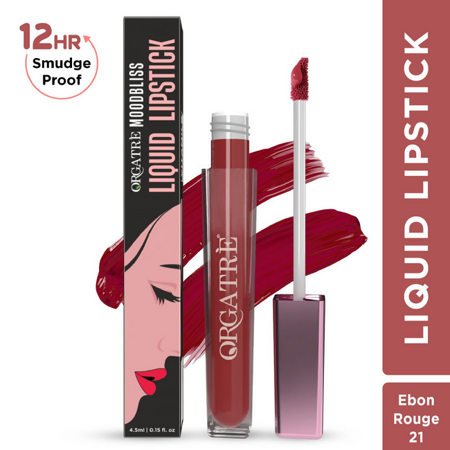 Orgatre Moodbliss Waterproof Glossy Liquid Lipstick - Ebon Rouge Main Image
