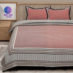 Red Black Handblock Printed Cotton 200TC King Bedsheet With 2 Zipper Pillow Covers - King Size by House of Ree