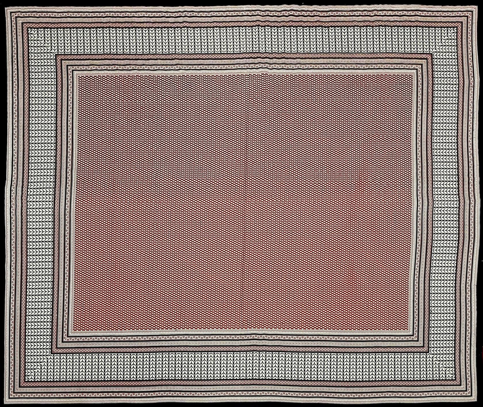 Red Black Handblock Printed Cotton 200TC King Bedsheet With 2 Zipper Pillow Covers - King Size by House of Ree