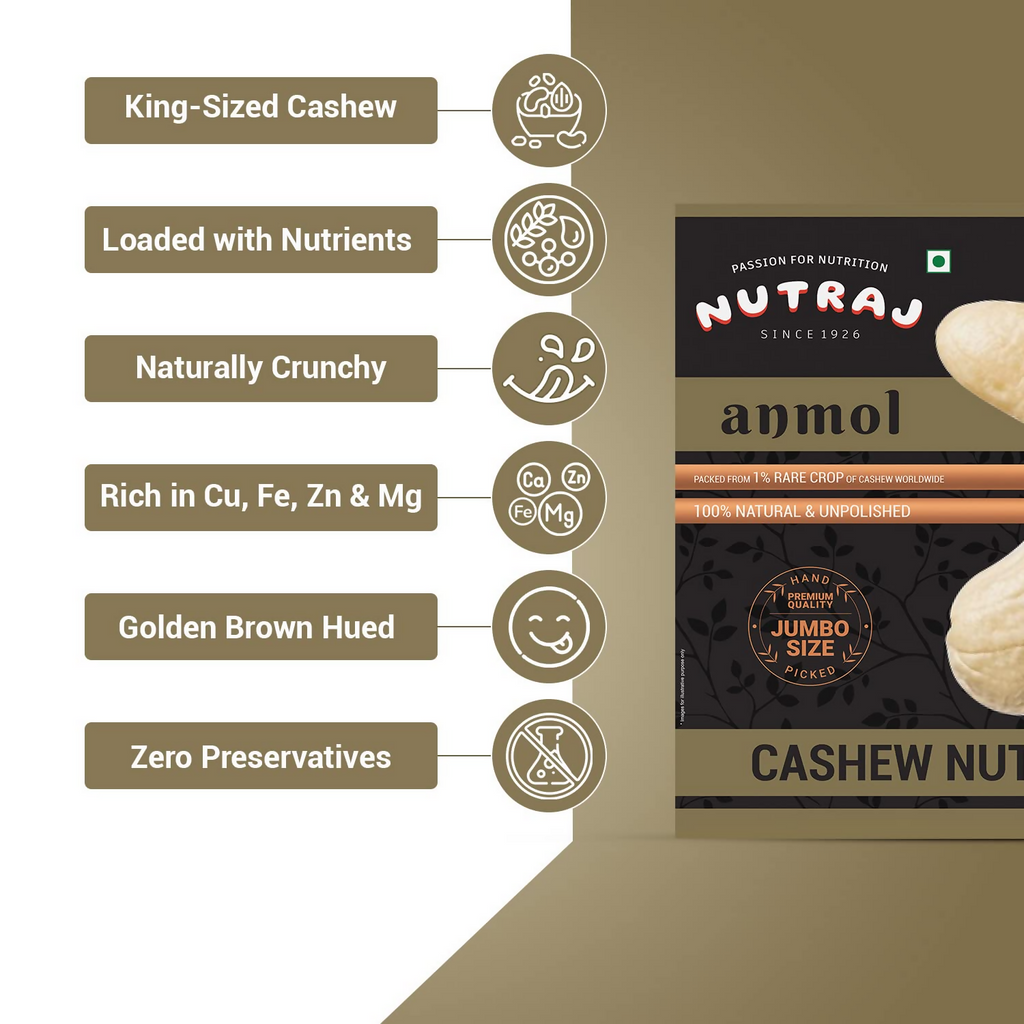 Nutraj Anmol Cashew Nuts (Jumbo Size Kaju)
