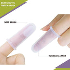 Safe-O-Kid Silicone Baby Finger/ Mouth Toothbrush With Case Set, Infant Training Soft Teeth Brush, Oral Cleaning Massager For Babies- Pink