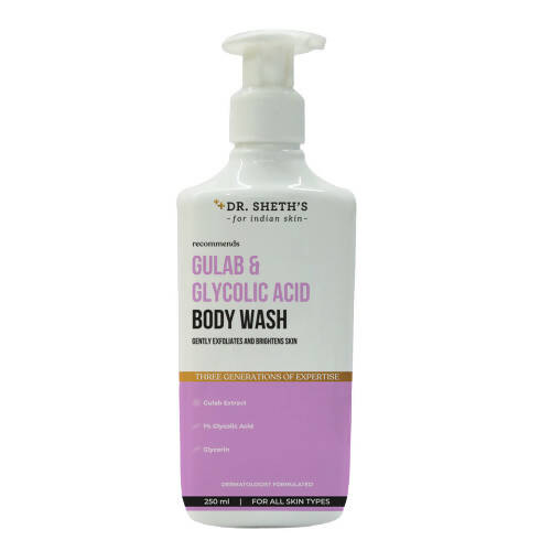 Dr. Sheth's Gulab & Glycolic Acid Exfoliating Body Wash For Smoother Even-Toned Skin With Gulab Extract For All Skin Types