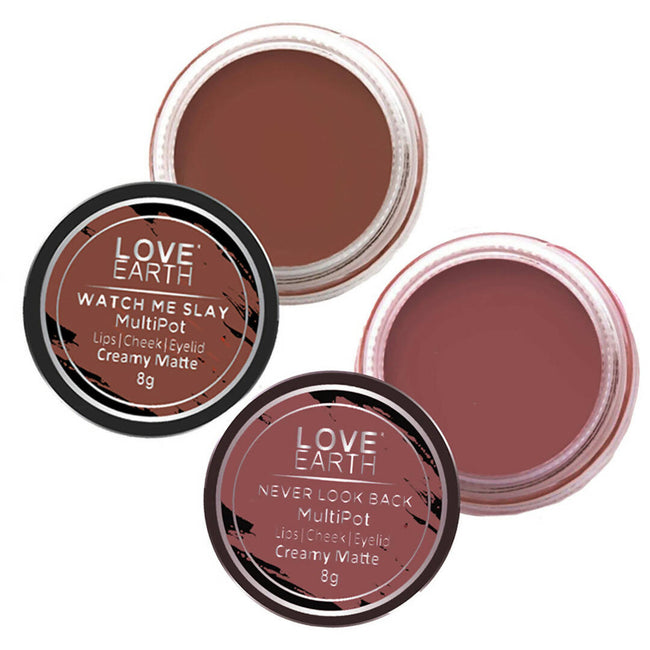 Love Earth Lip Tint & Cheek Tint Multipot Combo (Ruby Pink & Caramel Brown) Hover Image