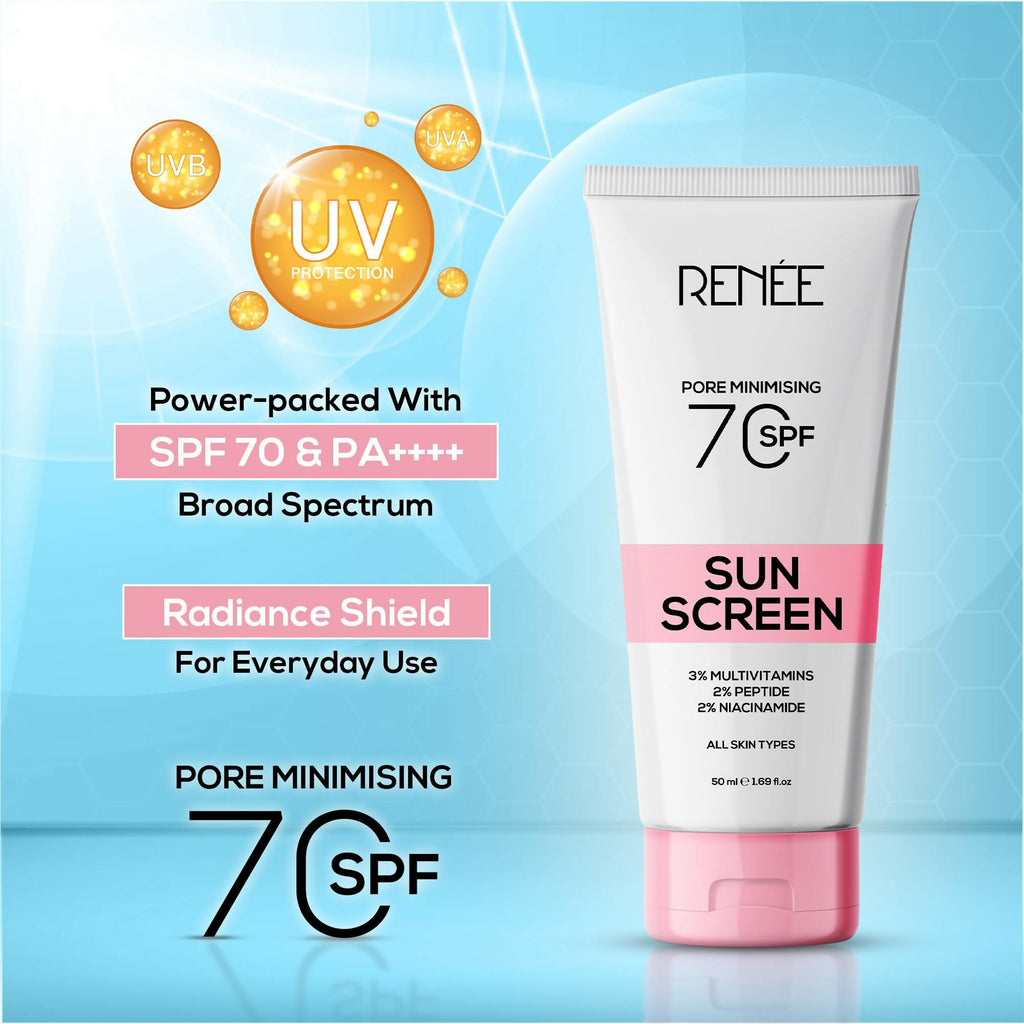 Renee Pore Minimizing Sunscreen SPF 70 With 2% Niacinamide, 2% Peptide & 3% Multivitamins
