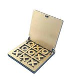 Kraftsman Wooden Tic Tac Toe Portable Game for Kids, Teens and Adults with Golden Mirror Shade Strategy & War Games Board Game