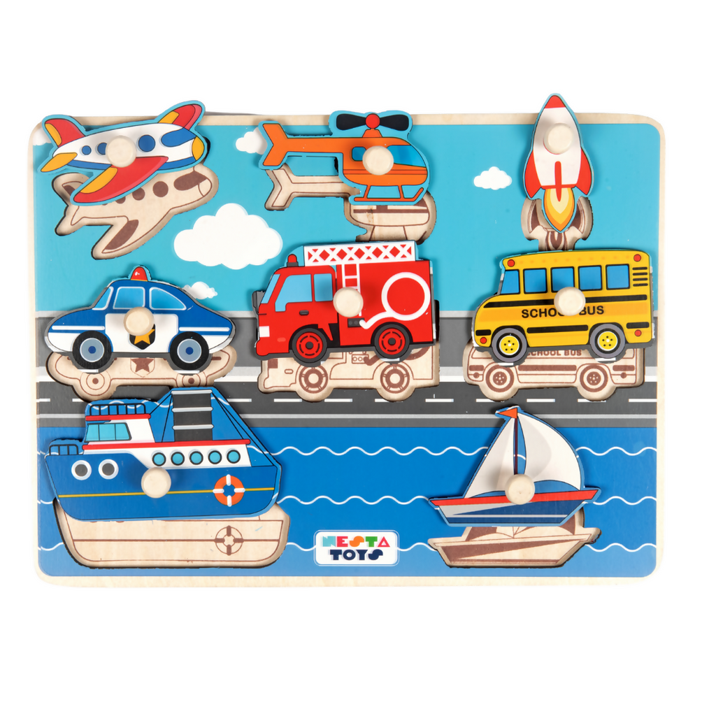Nesta Toys Wooden Vehicle Knob Puzzle (8 Pcs)