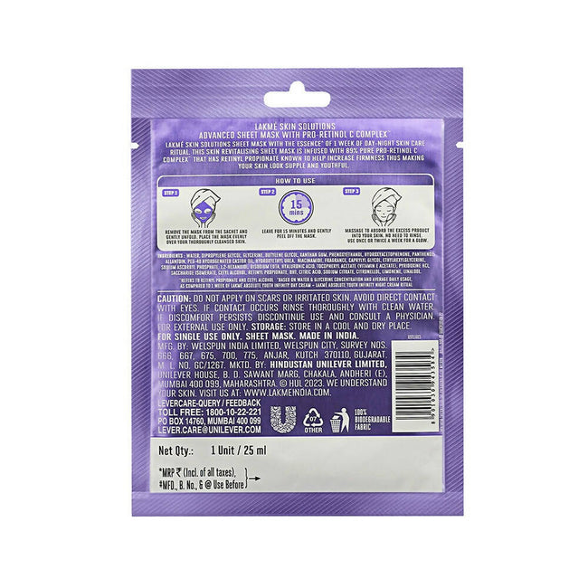 Lakme Skin Solutions Anti-Aging Sheet Mask Main Image