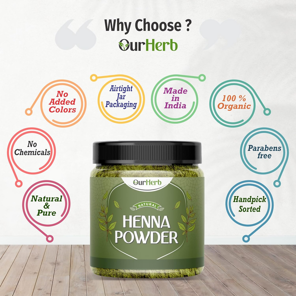 OurHerb Natural Henna Powder Enriched With Precious Herbals For Natural Hair Color