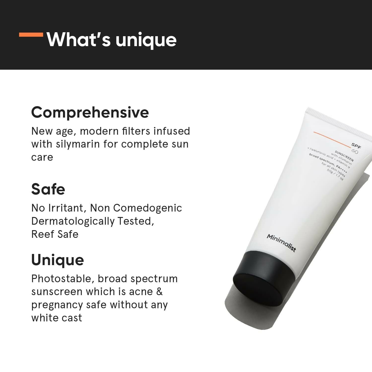 Minimalist Sunscreen SPF 60 PA ++++ For Sensitive Skin Broad Spectrum Sunscreen With Potent Antioxidants & Advanced Filters