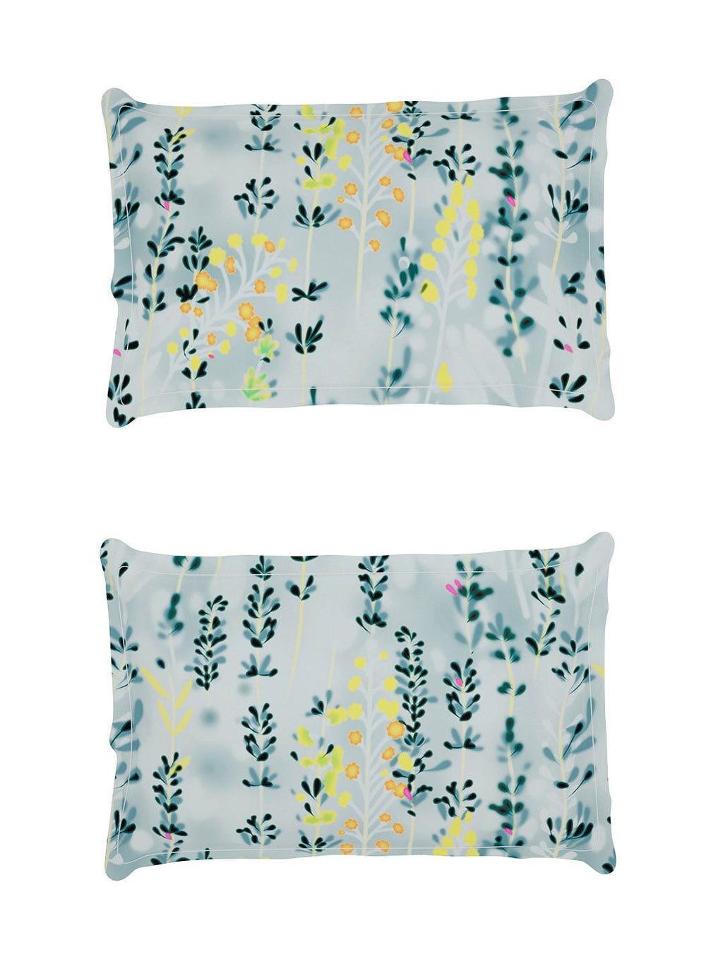 Story@home Arena Grey & Blue Floral Printed 180 TC Bedsheet & Pillow Covers